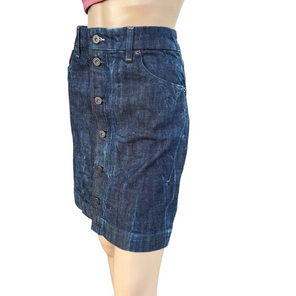 New Citizens of Humanity Blue Dark Wash Button Front Knee Length Jean Skirt 28 - Picture 3 of 11